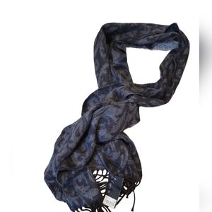 Cejon Scarf Black with Design Made in Italy Paisley Grey Black Knit fringe soft
